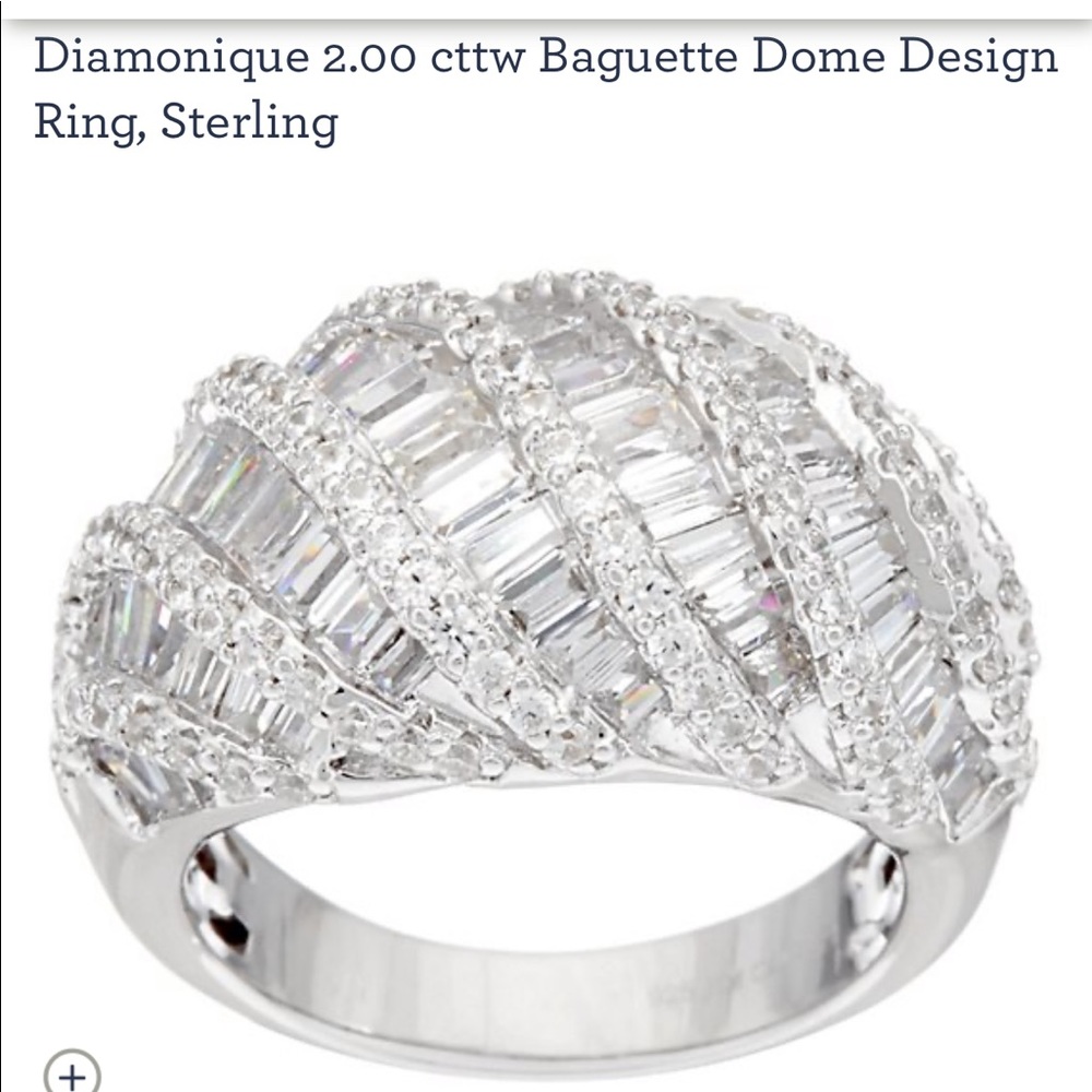 Diamonique 2.00 cttw Baguette Dome Design Ring